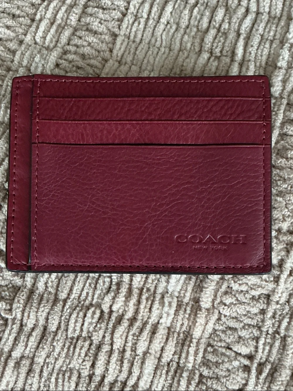 COACH Burgundy Leather Card Holder
